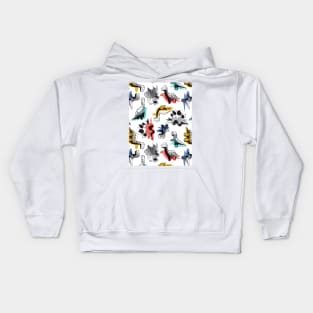 Geometric Dinos // pattern // non directional design white background multicoloured dinosaurs shadows Kids Hoodie